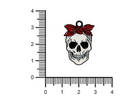 Dije Esmaltado Calavera con Moño base Negra x 5 unidades